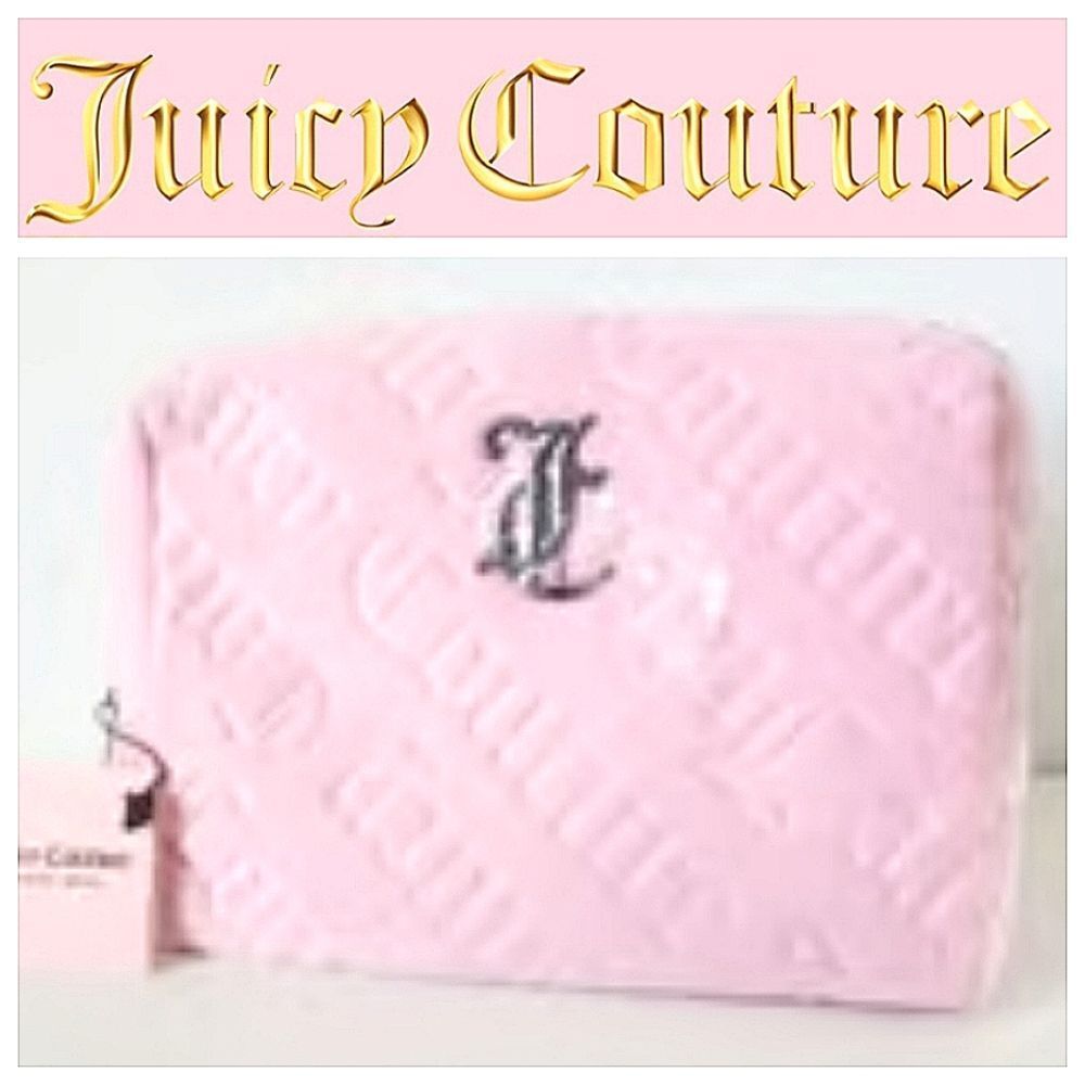 Juicy Couture JC Signature Logo Velour Cosmetic Pouch